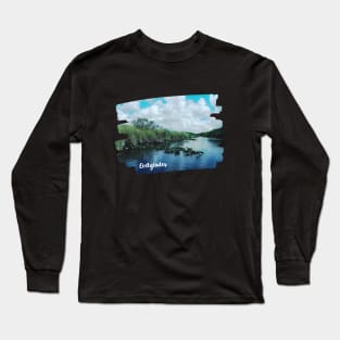 Everglades Boat photo Key West Florida blue sky palmtree landscape USA nature lovers Long Sleeve T-Shirt